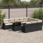 Preview: ARDEBO.de - 11-tlg. Garten-Sofagarnitur mit Kissen Schwarz Poly Rattan
