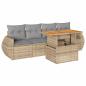 Preview: 5-tlg. Garten-Sofagarnitur mit Kissen Beige Poly Rattan