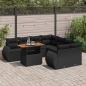 Preview: ARDEBO.de - 9-tlg. Garten-Sofagarnitur mit Kissen Schwarz Poly Rattan