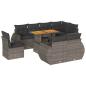 Preview: 9-tlg. Garten-Sofagarnitur mit Kissen Grau Poly Rattan