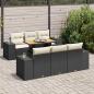 Preview: ARDEBO.de - 7-tlg. Garten-Sofagarnitur mit Kissen Schwarz Poly Rattan
