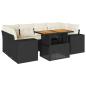 Preview: 7-tlg. Garten-Sofagarnitur mit Kissen Schwarz Poly Rattan
