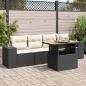 Preview: ARDEBO.de - 5-tlg. Garten-Sofagarnitur mit Kissen Schwarz Poly Rattan