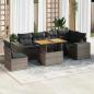 Preview: ARDEBO.de - 7-tlg. Garten-Sofagarnitur mit Kissen Grau Poly Rattan
