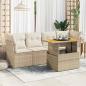 Preview: ARDEBO.de - 5-tlg. Garten-Sofagarnitur mit Kissen Beige Poly Rattan