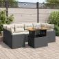 Preview: ARDEBO.de - 7-tlg. Garten-Sofagarnitur mit Kissen Schwarz Poly Rattan