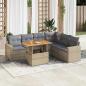 Preview: ARDEBO.de - 7-tlg. Garten-Sofagarnitur mit Kissen Beige Poly Rattan