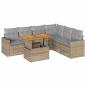 Preview: 7-tlg. Garten-Sofagarnitur mit Kissen Beige Poly Rattan