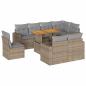 Preview: 9-tlg. Garten-Sofagarnitur mit Kissen Beige Poly Rattan