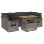 Preview: 7-tlg. Garten-Sofagarnitur mit Kissen Grau Poly Rattan