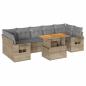 Preview: 8-tlg. Garten-Sofagarnitur mit Kissen Beige Poly Rattan
