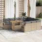 Preview: ARDEBO.de - 11-tlg. Garten-Sofagarnitur mit Kissen Beige Poly Rattan