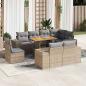 Preview: ARDEBO.de - 9-tlg. Garten-Sofagarnitur mit Kissen Beige Poly Rattan