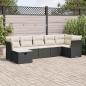 Preview: ARDEBO.de - 7-tlg. Garten-Sofagarnitur mit Kissen Schwarz Poly Rattan