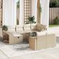 Preview: ARDEBO.de - 11-tlg. Garten-Sofagarnitur mit Kissen Beige Poly Rattan
