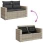 Preview: 10-tlg. Garten-Sofagarnitur mit Kissen Hellgrau Poly Rattan