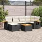 Preview: ARDEBO.de - 7-tlg. Garten-Sofagarnitur mit Kissen Schwarz Poly Rattan