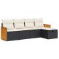 Preview: 5-tlg. Garten-Sofagarnitur mit Kissen Schwarz Poly Rattan