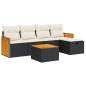 Preview: 6-tlg. Garten-Sofagarnitur mit Kissen Schwarz Poly Rattan
