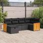 Preview: ARDEBO.de - 6-tlg. Garten-Sofagarnitur mit Kissen Schwarz Poly Rattan
