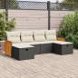Preview: ARDEBO.de - 6-tlg. Garten-Sofagarnitur mit Kissen Schwarz Poly Rattan