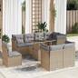 Preview: ARDEBO.de - 9-tlg. Garten-Sofagarnitur mit Kissen Beige Poly Rattan