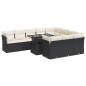Preview: 11-tlg. Garten-Sofagarnitur mit Kissen Schwarz Poly Rattan