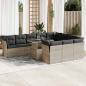 Preview: ARDEBO.de - 11-tlg. Garten-Sofagarnitur mit Kissen Hellgrau Poly Rattan