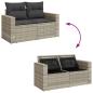 Preview: ARDEBO.de - 7-tlg. Garten-Sofagarnitur mit Kissen Hellgrau Poly Rattan