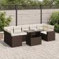 Preview: ARDEBO.de - 8-tlg. Garten-Sofagarnitur mit Kissen Braun Poly Rattan