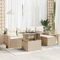 Preview: ARDEBO.de - 6-tlg. Garten-Sofagarnitur mit Kissen Beige Poly Rattan