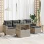 Preview: ARDEBO.de - 6-tlg. Garten-Sofagarnitur mit Kissen Hellgrau Poly Rattan