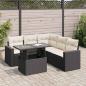 Preview: ARDEBO.de - 6-tlg. Garten-Sofagarnitur mit Kissen Schwarz Poly Rattan