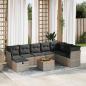 Preview: ARDEBO.de - 9-tlg. Garten-Sofagarnitur mit Kissen Grau Poly Rattan
