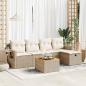 Preview: ARDEBO.de - 6-tlg. Garten-Sofagarnitur mit Kissen Beige Poly Rattan