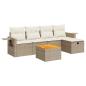 Preview: 6-tlg. Garten-Sofagarnitur mit Kissen Beige Poly Rattan