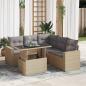 Preview: ARDEBO.de - 6-tlg. Garten-Sofagarnitur mit Kissen Beige Poly Rattan