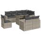 Preview: ARDEBO.de - 9-tlg. Garten-Sofagarnitur mit Kissen Hellgrau Poly Rattan