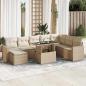 Preview: ARDEBO.de - 9-tlg. Garten-Sofagarnitur mit Kissen Beige Poly Rattan