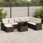 Preview: ARDEBO.de - 9-tlg. Garten-Sofagarnitur mit Kissen Braun Poly Rattan