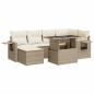 Preview: 7-tlg. Garten-Sofagarnitur mit Kissen Beige Poly Rattan