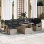 Preview: ARDEBO.de - 8-tlg. Garten-Sofagarnitur mit Kissen Hellgrau Poly Rattan