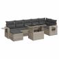 Preview: 8-tlg. Garten-Sofagarnitur mit Kissen Hellgrau Poly Rattan