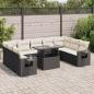 Preview: ARDEBO.de - 10-tlg. Garten-Sofagarnitur mit Kissen Schwarz Poly Rattan