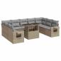 Preview: 10-tlg. Garten-Sofagarnitur mit Kissen Beige Poly Rattan