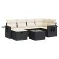 Preview: ARDEBO.de - 7-tlg. Garten-Sofagarnitur mit Kissen Schwarz Poly Rattan