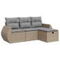 Preview: 4-tlg. Garten-Sofagarnitur mit Kissen Beige Poly Rattan