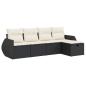 Preview: 5-tlg. Garten-Sofagarnitur mit Kissen Schwarz Poly Rattan