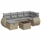 Preview: 7-tlg. Garten-Sofagarnitur mit Kissen Beige Poly Rattan