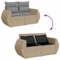 Preview: ARDEBO.de - 9-tlg. Garten-Sofagarnitur mit Kissen Beige Poly Rattan